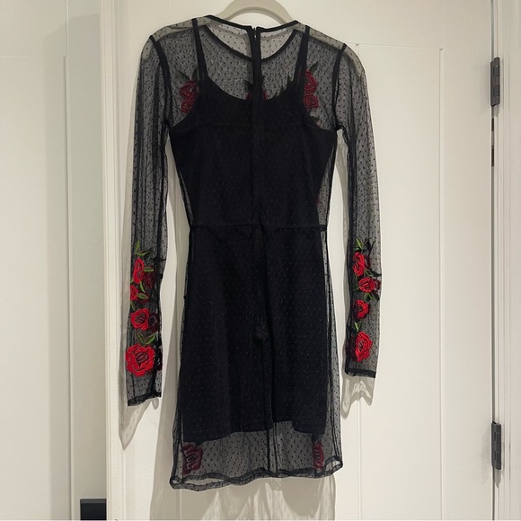 Lovers + Friends x Revolve Morella Black Lace Rose Dress - Picture 9 of 9